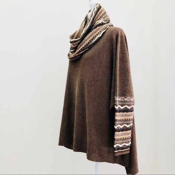 ⭐️QINTI⭐️Oversized Sweater Baby Alpaca Wool Poncho with Sleeves One Size - Picture 7 of 10